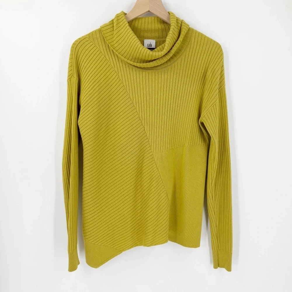 Cabi Happy Pullover Sweater Cowl Neck #4637 Green Asymmetric S Artsy Layer